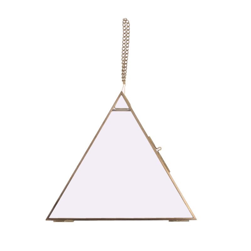 Triangle Floating Hanging Photo Frame Metal Glass Portrait Picture Plant Specimen Display Holder Double Sided Home Decoration: 15