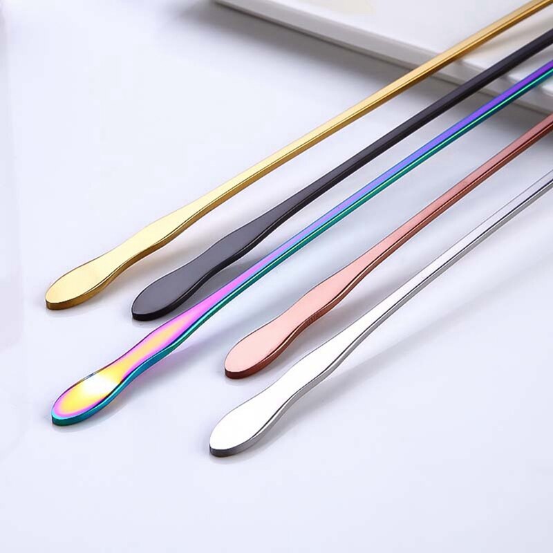 Color Stainless Steel Long Handle Ice Cream Spoon Stack Coffee Mug Stirrer Ice Cube Scoop Dessert Gadgets Kitchen Accessories