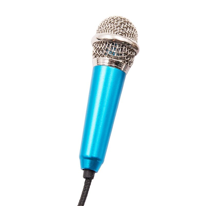 Micrófono Mini Jack de 3,5mm, micrófono de mano para ordenador, iPhone, ipad, karaoke: Azul