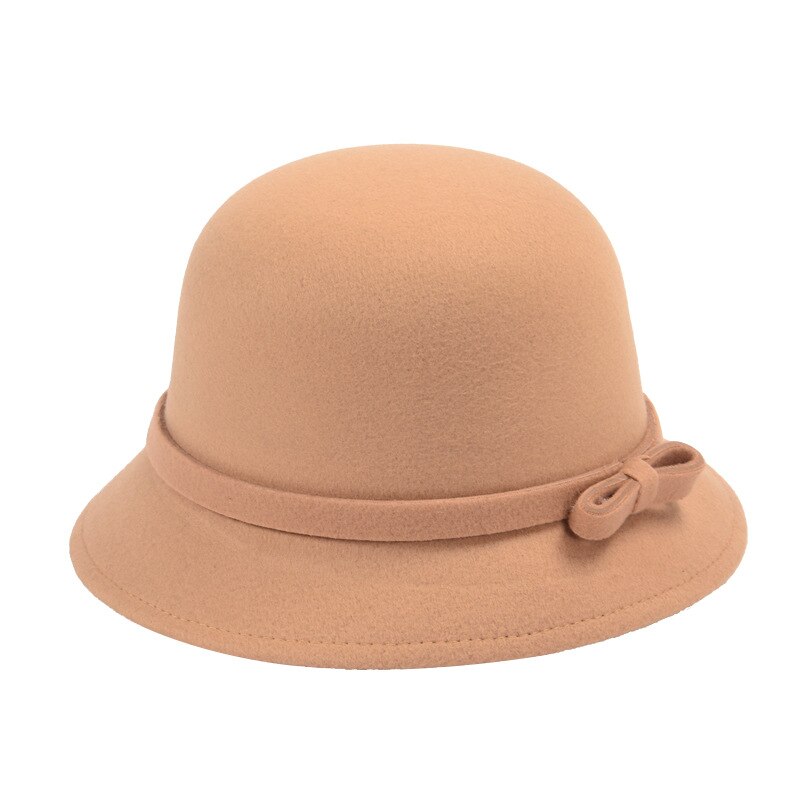 Sombrero de lana de fieltro plegable con ala para mujer, sombreros flexibles de pesca con lazo femenino, protección solar,: Khaki
