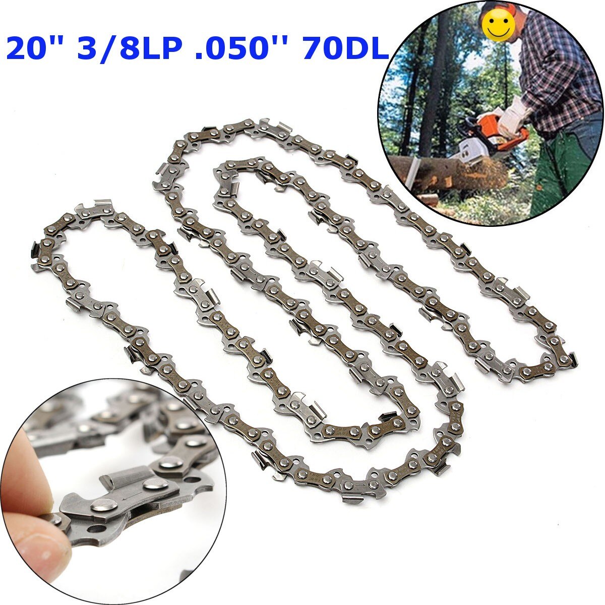 20inch Link Chainsaw saw Chain Blade Wood Cutting Chainsaw Parts Chainsaw Saw Mill Chain for Pitch .050 Gauge 70DL