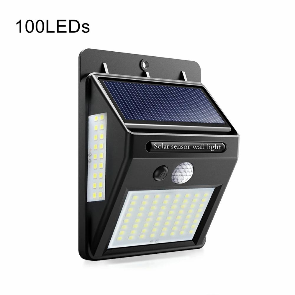 Solar led gadelys til hjemmet have hegn pir bevægelsessensor væglamper 35 30 20 smd 2835 led solar lys vandtæt: 100 lysdioder