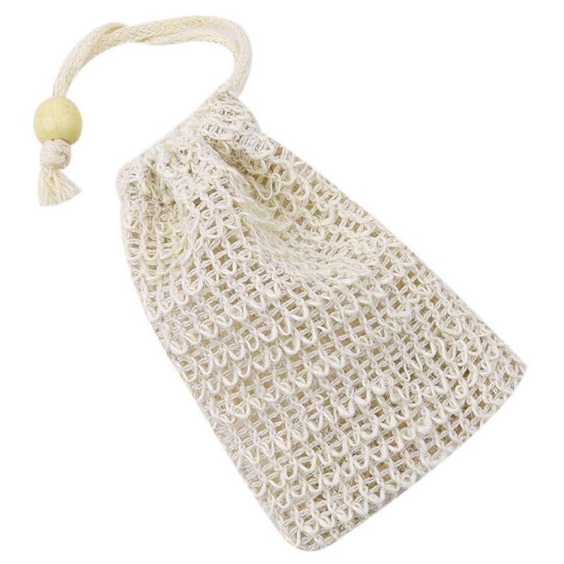 6Pcs Zeep Opbergtas, 100% Natuurlijke, Scrub Afschilfering, Met Koord En Houten Kraal Houder