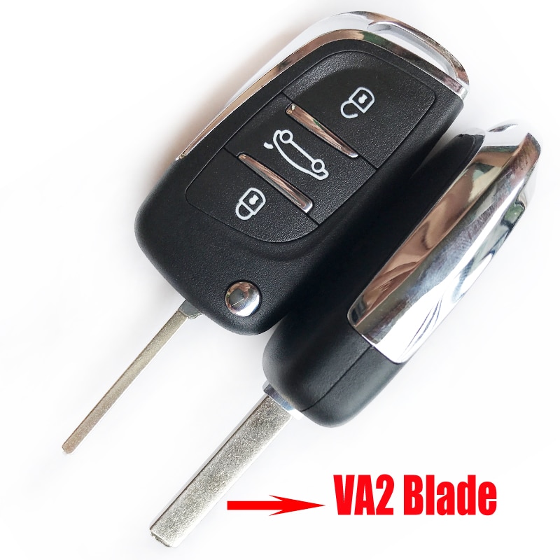 Chave de flip dobrável com 2/3 botões, carcaça modificada para chave remota automotiva, para peugeot 207 407 307 306 ce0536 lâmina de concha va2