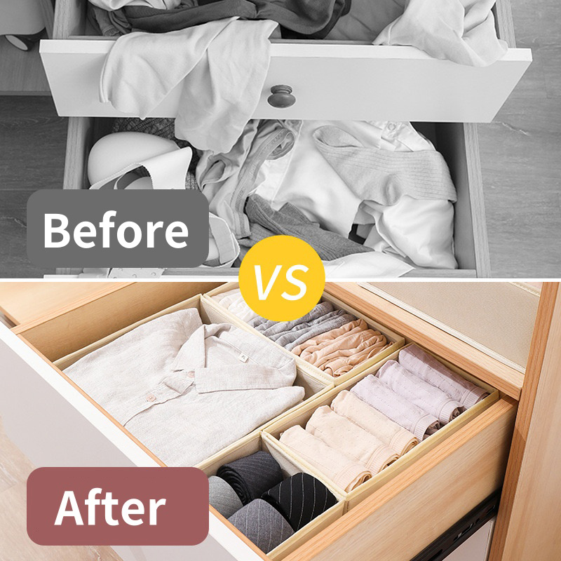 Drawer Underwear Storage Box Foldable Non-woven Storage Box Six-piece Set Underwear Bra Socks Drawer Storage Finishing Boxes