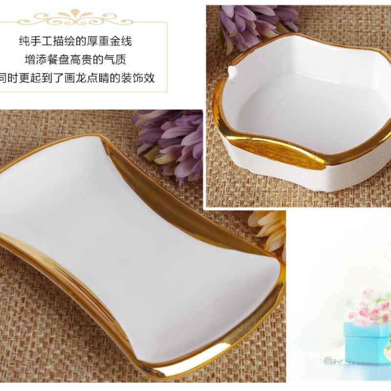 Luxury Modern Plate Sets Ceramic Bowl Dinnerware Bone China Dinner Set Plates and Dishes Vaisselle Porcelaine Kitchen Tableware