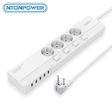 NTONPOWER Power Strip - 4000W 16A - 4 AC Outlets + 5 USB Ports - 1.5m Cable - Surge Protector with Switch