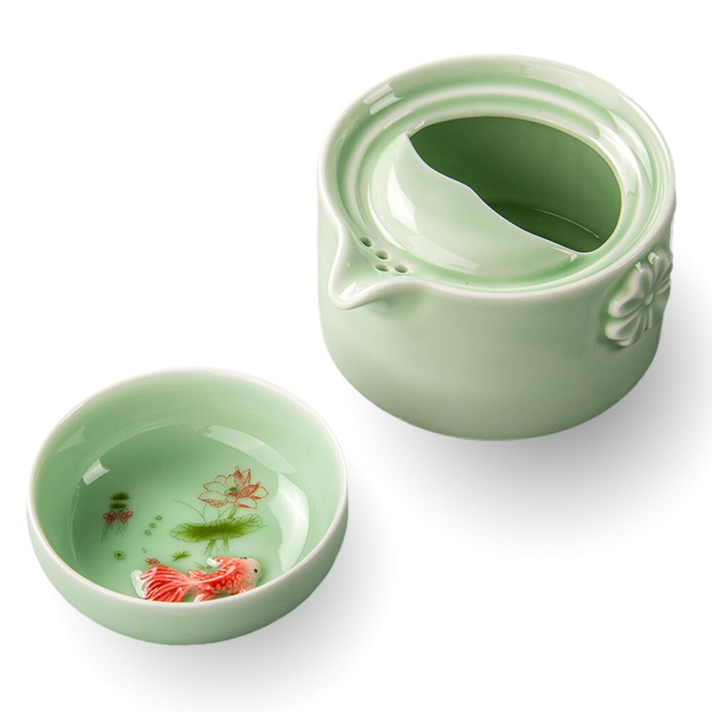 Rejse bærbar tekande quik kop 1 kande 1 kop bil kontor udendørs tekande kung fu fisk kop ven teasets  d036