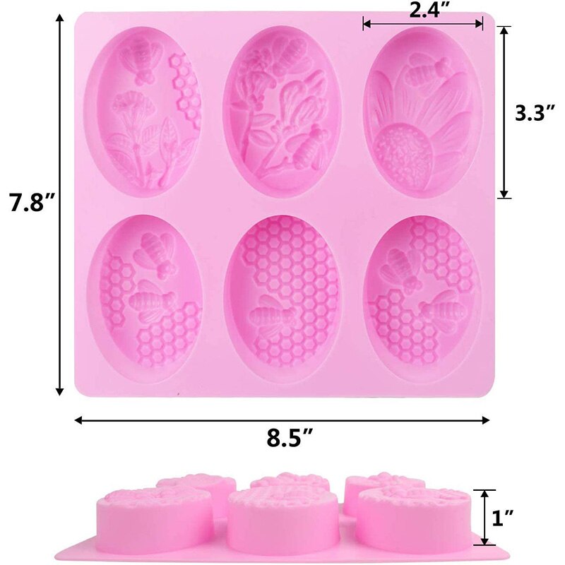 3 pakke bi silikone forme 6 hulrum honeycomb sæbeforme, bikube kage form til hjemmelavet håndværk, isterning bakke