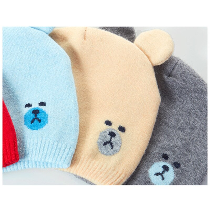 Baby Winter Caps Scarf Suits Warm Knitted Beanie Cap Cute Cartoon Bear Beanie KS