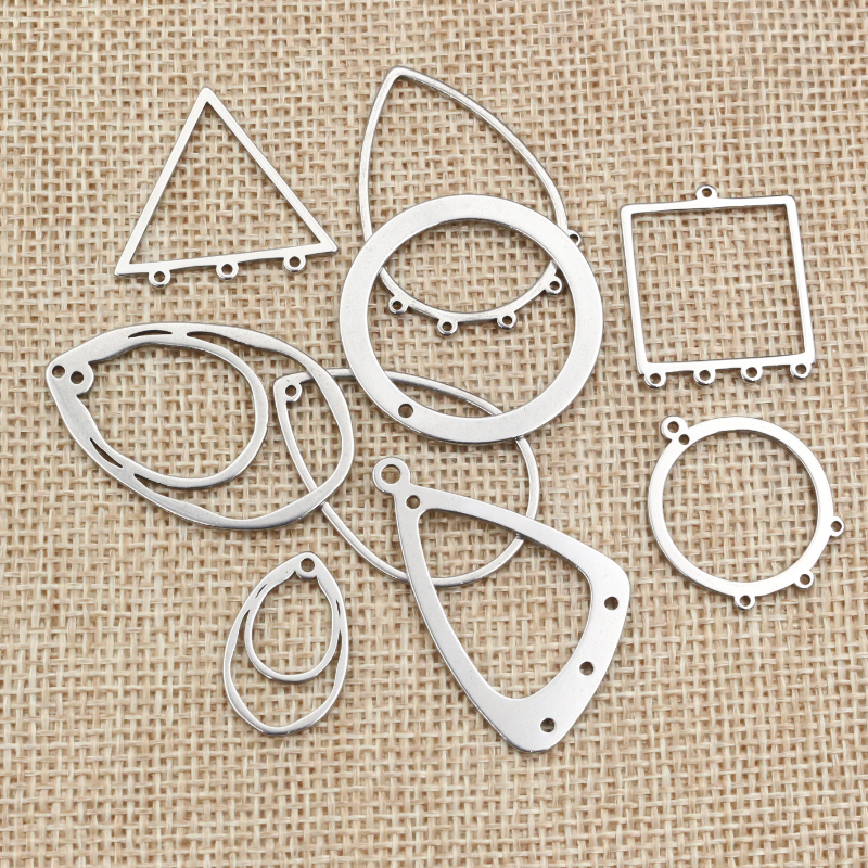 10pcs/lot 316 Stainless Steel Charms Geometry Metal Stamping Blanks DIY Porous Connector Pendant Necklace Earring Accessories: Pale pinkish gray