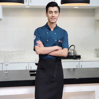 Vêtements de Service de restauration pour hommes, uniforme de Chef à manches courtes, uniforme de Chef d'hôtel et de Restaurant,: blue / M