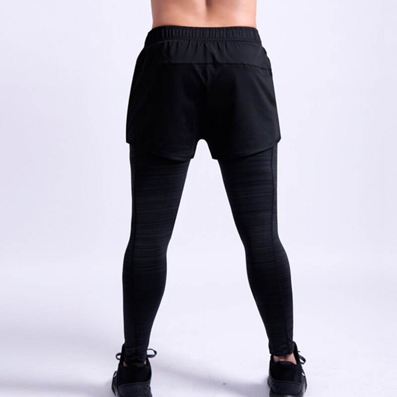 ¡Novedad de ! Pantalones deportivos para correr para hombre, mallas elásticas de secado rápido 2 en 1 para gimnasio, ropa deportiva, pantalones hasta el tobillo.