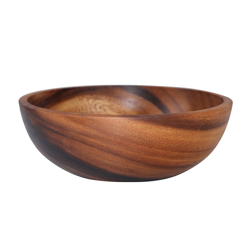 Cuenco de madera de Acacia, vajilla de madera de estilo japonés para el hogar y el lavabo, plato de fruta, ensaladera, cuenco de sopa de madera entera