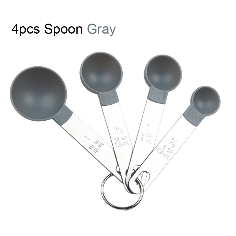 4/8 uds/1 Juego taza medidora cucharadita cuchara multiusos para azúcar pastel hornear harina taza medidora utensilio de medición de cocina para el hogar: Gris