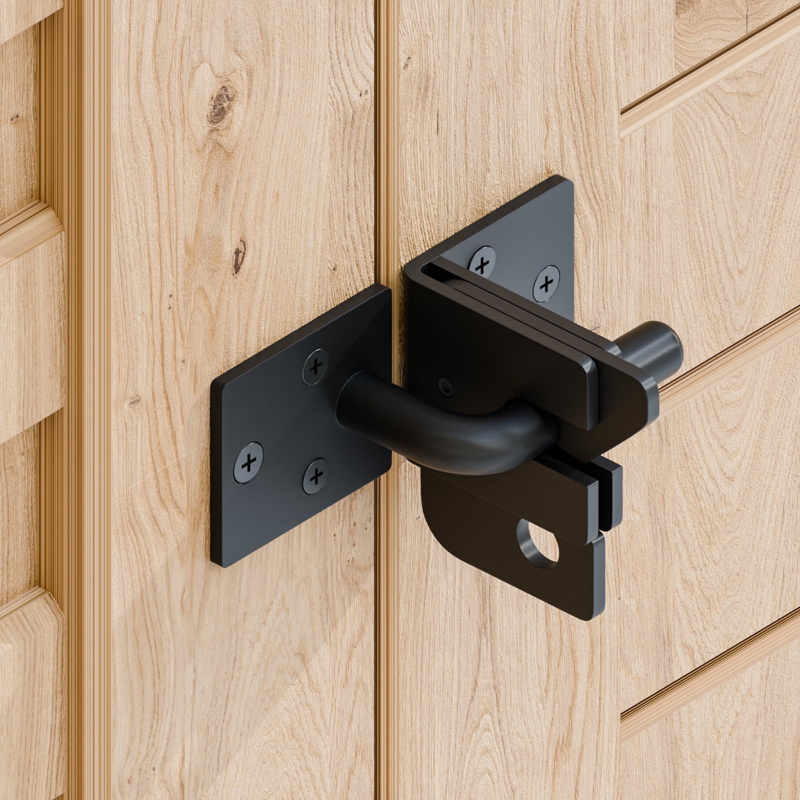 Pestillo de puerta automático para valla de madera, bloqueo de puerta automático, palanca de gravedad para puerta de valla de madera, Pestillos de puerta, negro