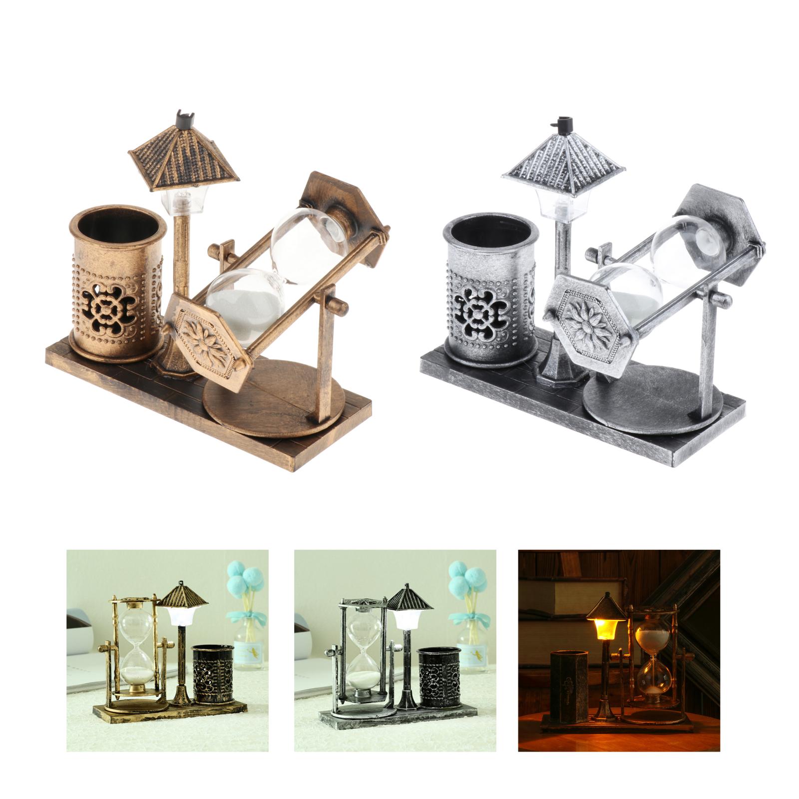 Retro Stijl Straat Licht Zandloper Ornamenten Night Lights Zand Glas Timers Thuis Desktop Decoratieve Cafe Office Display