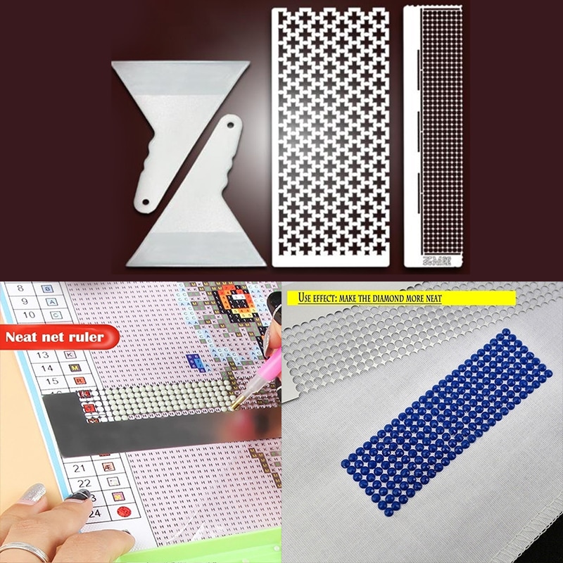 Edelstahl Diamant Gemalt Netz Lineal DIY Stickerei Zubehör Handwerk Werkzeuge