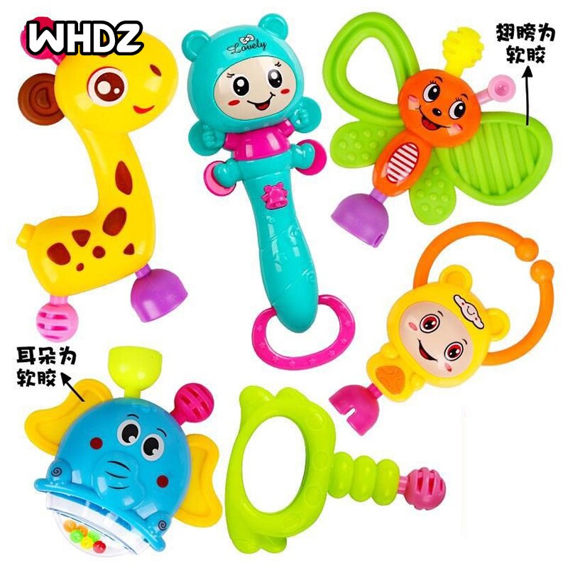 8Stck Tragbare Baby Rassel BeißRing Shaker Greifen und Dreh Rassel Spielzeug einstellen für Babys 0/3/6/9/12 Monate
