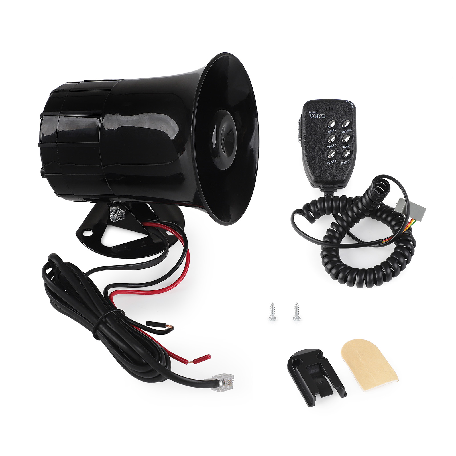 100W 6 Auto Car Truck Vehicle Speaker Warning Alarm SirenFire Ambulance Horn Loudspeaker Sound Tone Loud Horn Motorcycle: Default Title