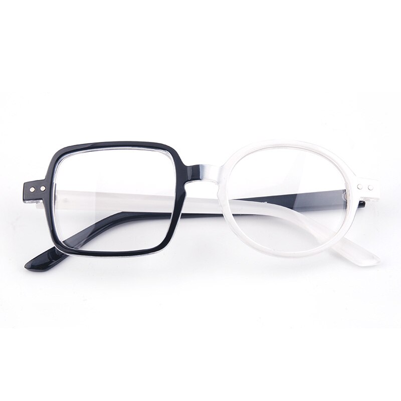 CUBOJUE Transparent Glasses Women Men Ultra-light Non-prescription Eyeglasses Frame One Round One Square Clear Lens
