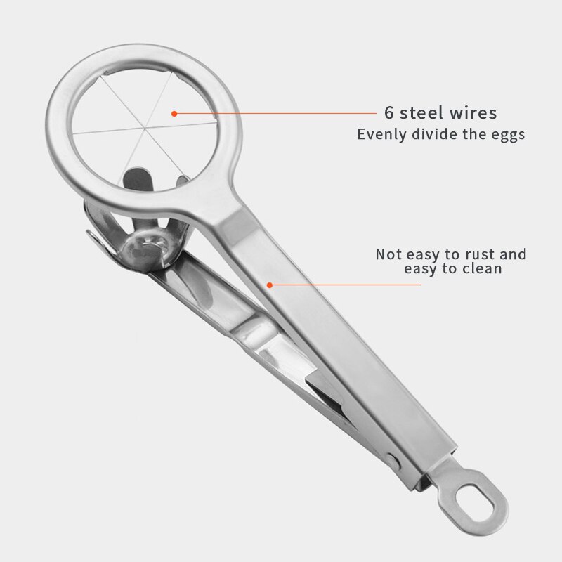 Cortador de ovos de aço inoxidável, fatiador de ovos prático, ovos cozidos, ferramenta durável, utensílios de cozinha, 1 peça