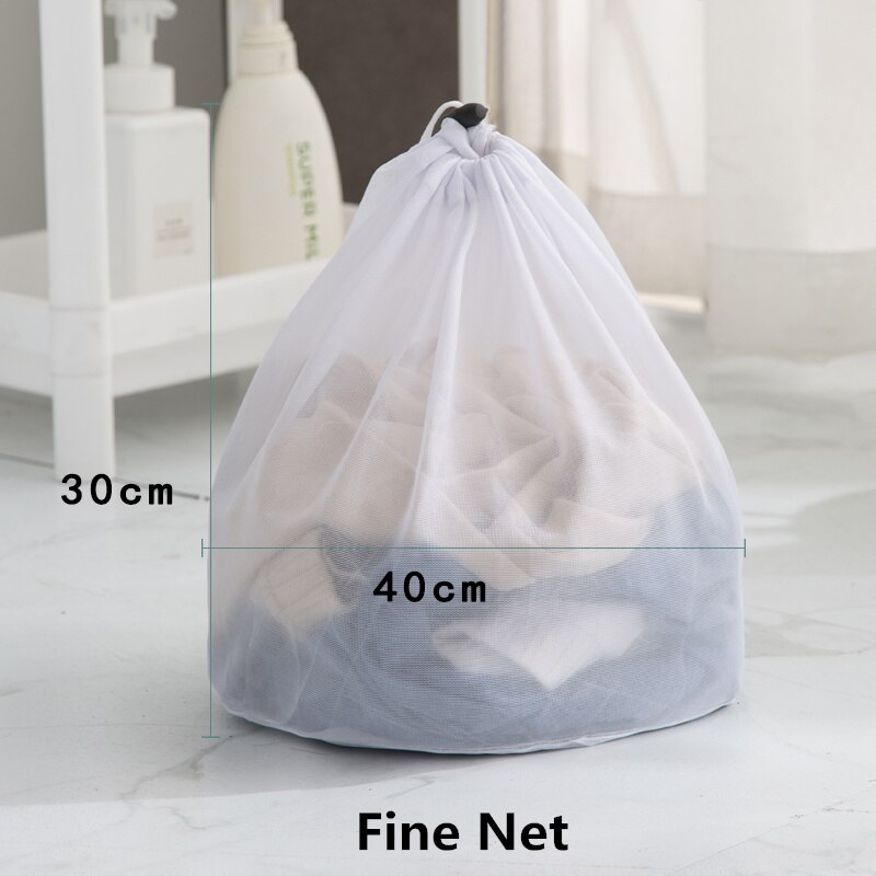 Polyester Drawstring Laundry Bag Sheets Clothes Washing Machine Wash Bag Round Drawstring Pocket For Washing Clothes: Fine 30-40cm