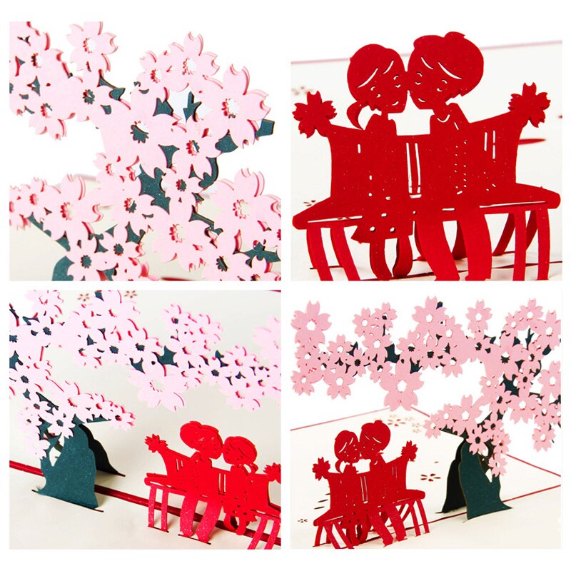 3D Pop UP Cards Valentines Day Postcard With Envelope Wedding Invitation Greeting Cards Anniversary Party Postcards