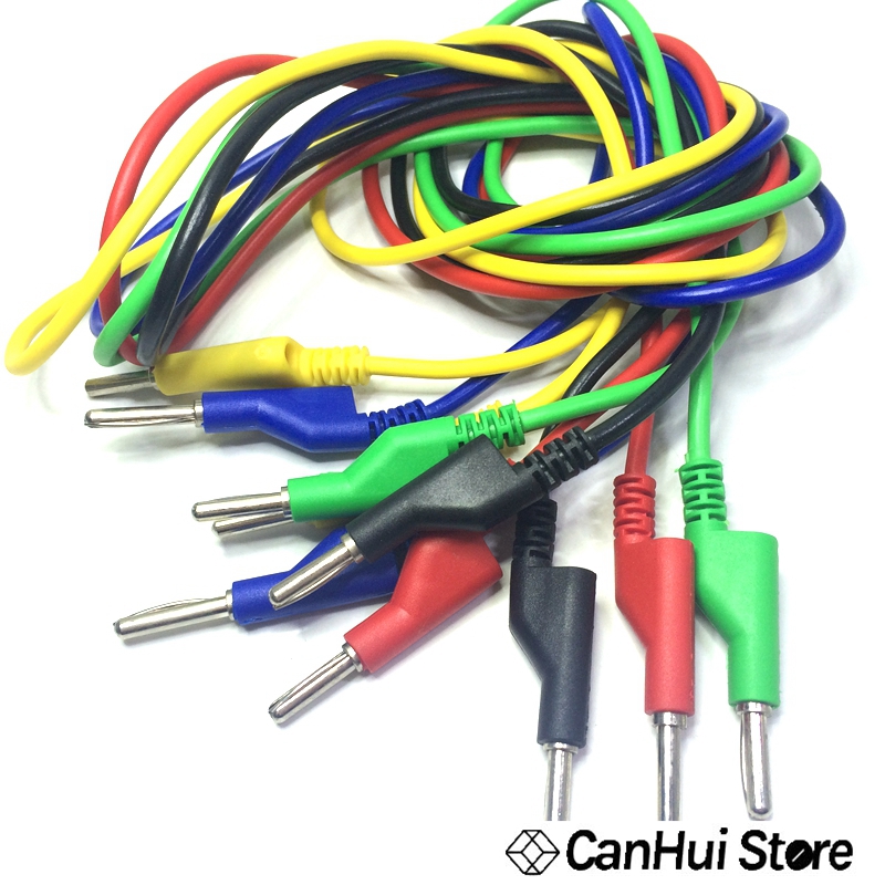 1 stk dobbeltsidig stapelbare 4 mm bananplugg mann jack hoogspanning silikon tråd multimeter testkabel ledning m /m 1m ( p-p)