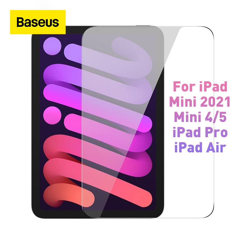 Baseus 0.3mm Tempered Glass Film  For iPad mini 4 5 6 Full Cover Screen Protector For iPad Pro Air Film Glass For iPad 7 8 9 Pad