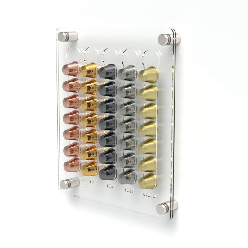 Porte-capsules de café de Nespresso, support mural en acrylique, organisateur de dosettes, support de rangement de 35 dosettes pour étagères à tasses de Nespresso: 03