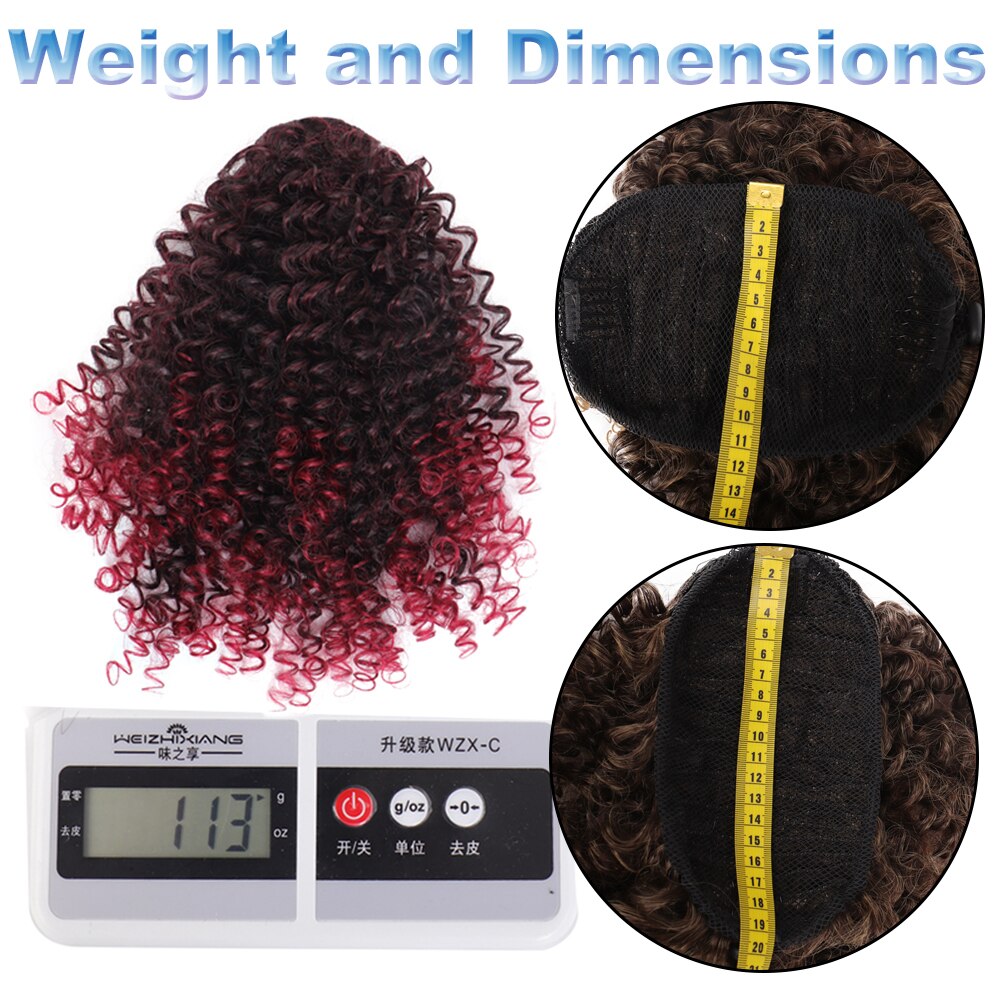 XUANGUANG Short Kinky Curly Drawstring Cooperate 2 Clips Ponytail Synthetic Curly Hair Extensions For Women