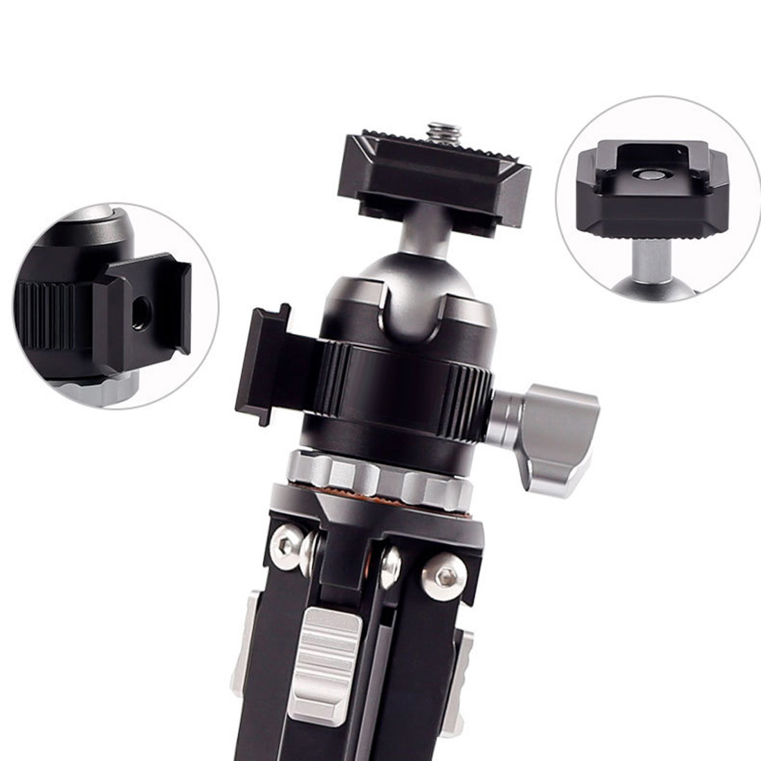 Mini trípode + cabezal de bola giratorio de 360 grados, soporte de vídeo con zapata Dual para cámara DSLR, micrófono, luz de relleno