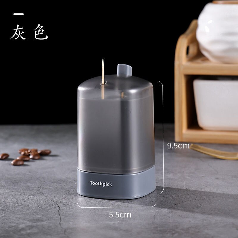 Automatic Toothpick Dispenser Portable Transparent Pop-up Household Table Toothpick Container Storage Box Toothpick Holder2: Gray