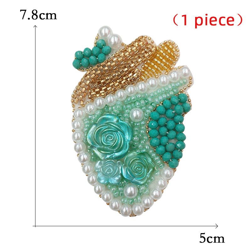 Steentjes Kraal Oog Rode Harten Patches Voor Kleding Geborduurde Applicaties Naai Menselijke Organen Bloem Diamant Badges Stickers: Fluorescerend Groen