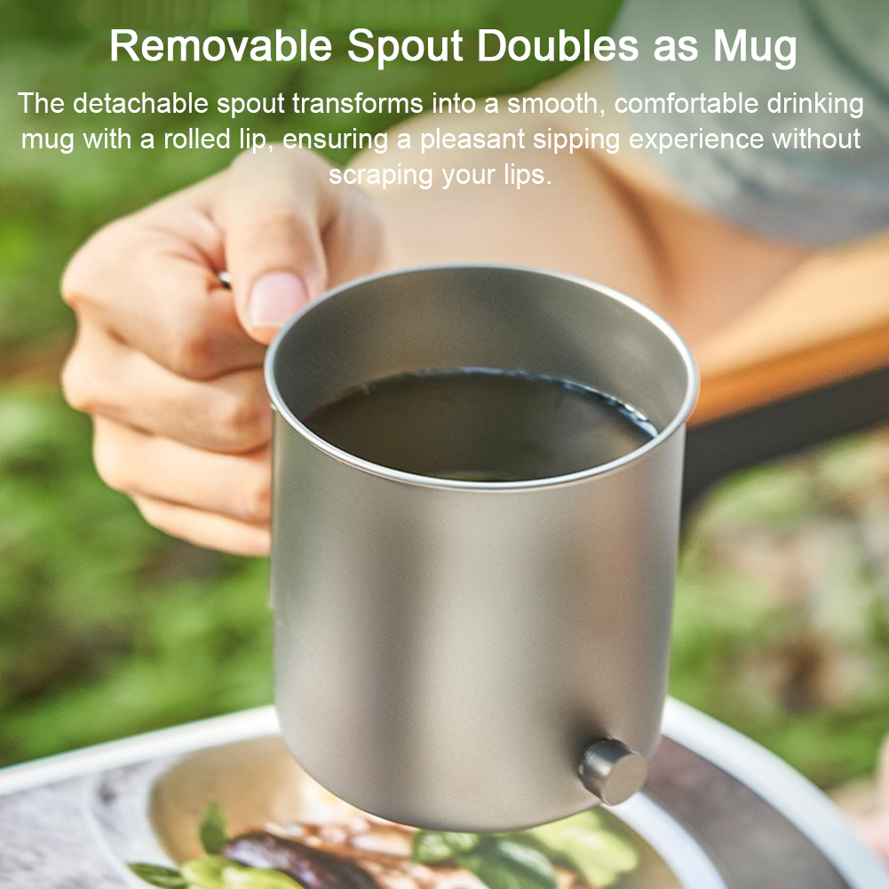 420ml Detachable Titanium Pour Over Kettle Coffee Tea Pot Cup with Folding Detachable Long Narrow Spout Filter Foldable Handle
