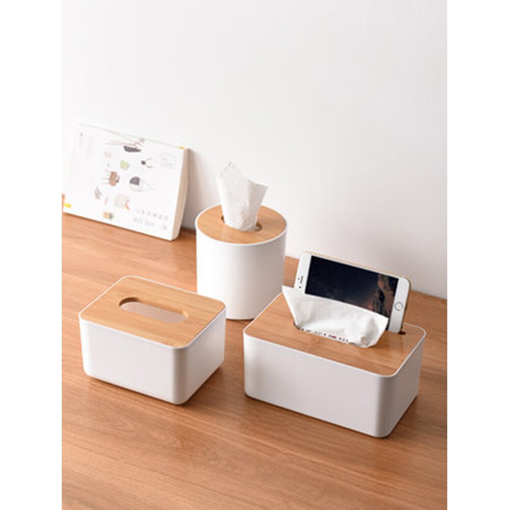 Tissue Box Modern Wooden Cover Paper with Oak Home Car Napkins Case Home Organizer Decoration Tools Plastic
