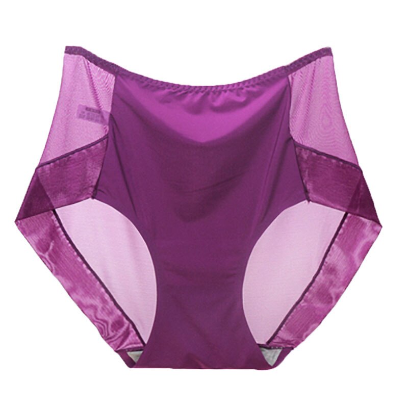 Sexy Ultra-thin Transparent Women Panties Large Sizes High Waist Traceless Perspective Mesh Underwear Plus Size Panties Xxxl: Purple