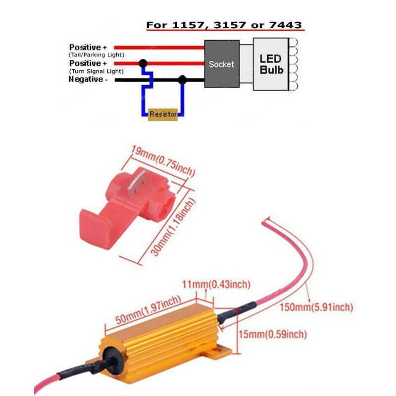 4pcs 50W 8ohm Steering lamp resistance Turn Signal Load Resistors LED Fast Flash Accessor Load Indicator Resistor Signal Blinke