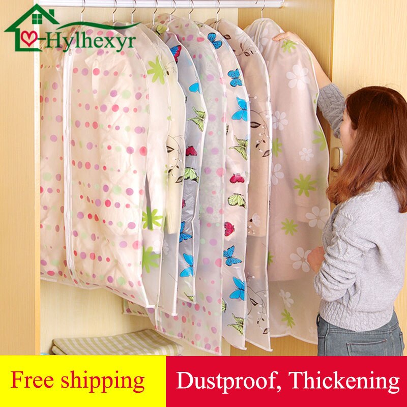 Beautiful flowers Translucent Dot PEVA Clothes Storage Bags Dust Cover Clothes Washable Tidy For Suit Jacket Jacket