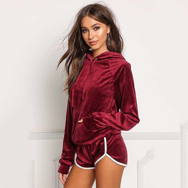 Lente Herfst Kleding Set Vrouwen Casual Trainingspakken Hooded Trui Korte Set Dames Sportkleding Fitness Running Set