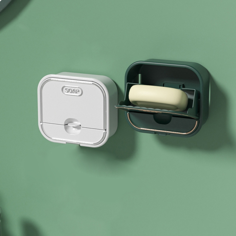 Flip Lid Drain Soap Box w/Drawer Drain Tray,for Kitchen Bathroom Easy to Install