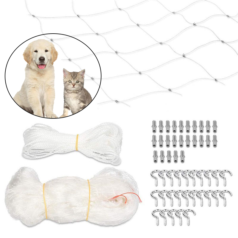 Cat Safe Net Dog Protect Net Pet Fence Anti-Fall Protective Net for Balcony Window Stairs Transparent Nylon Safe Cat Fence Mesh