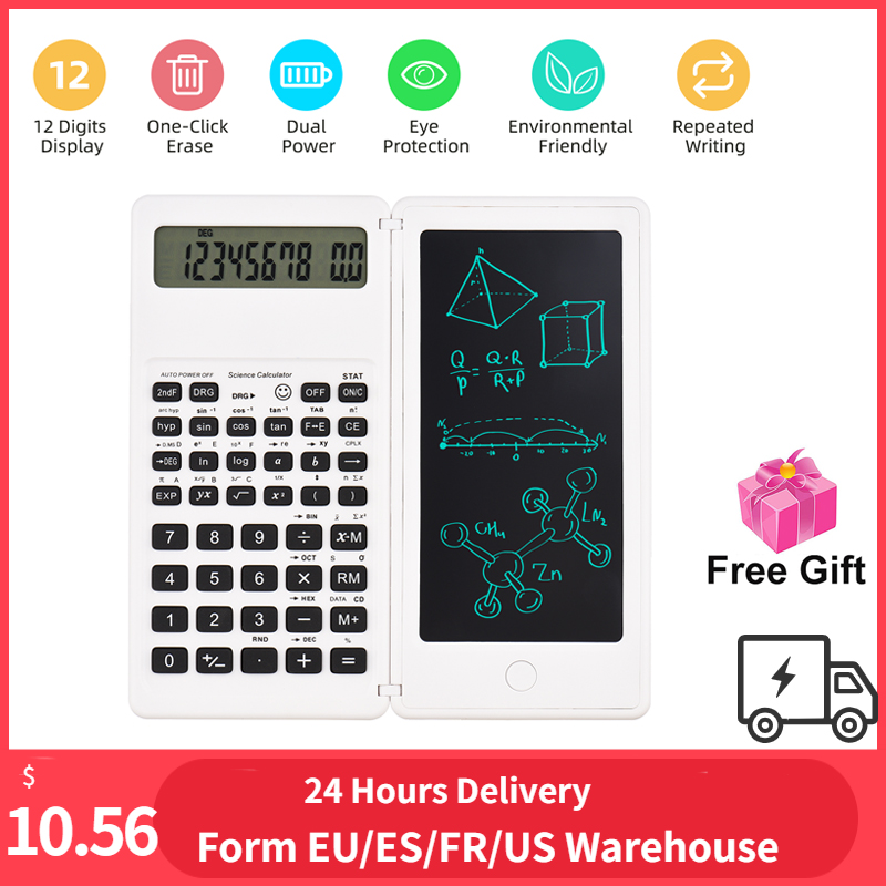Calculator with LCD Writing Tablet Desktop Calculators 10 Digits Display with Stylus Erase Button Thin and Foldable