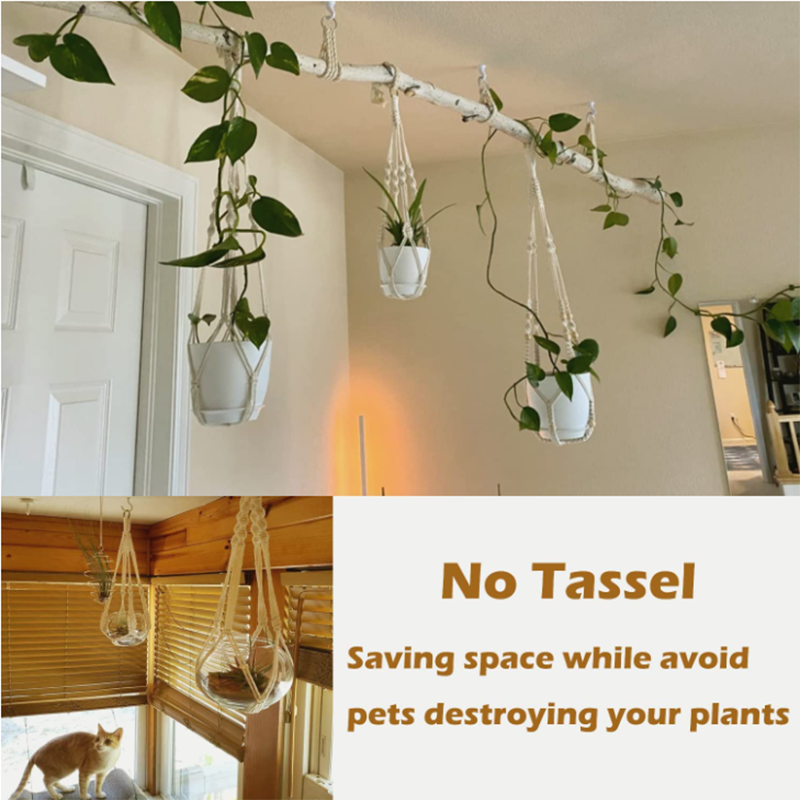 Tuinplant Hangmanden Bloempot Handgemaakte Macrame Geknoopt Touw Bloempot Boheemse Stijl voor Thuis Balkon Decoratie