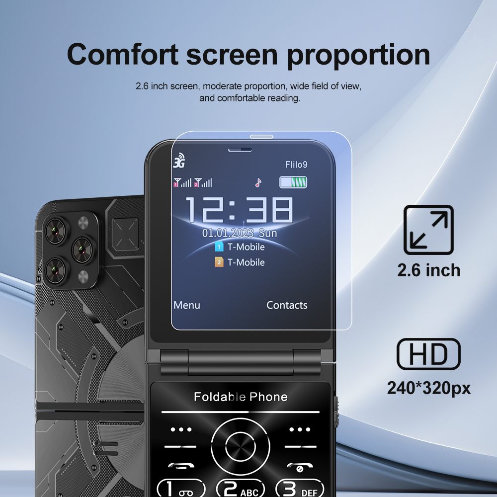 SERVO Flilo9 Składany Telefon Komórkowy Sieć 3G podwójny SIM czekaj Odtwarzacz MP4 Latarka radio FM Wyświetlacz 2.6" Składany Telefon Komórkowy Typ-C