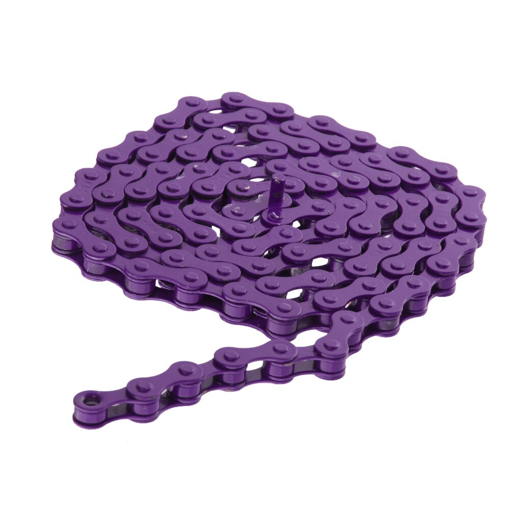 Chaîne de vélo rouge à vitesse unique, 96 maillons, pignon fixe, accessoires de bicyclette, BMX, 1/2 &#39;X 1/8&#39;: Purple
