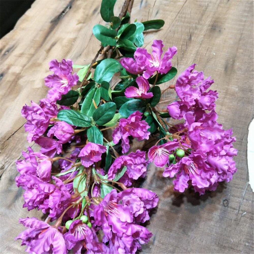7p Artificial Crape Myrtle Flower Branches 3 stems Encryption Tree Decorative Silk Flower Wedding Floral Cherry Flowers