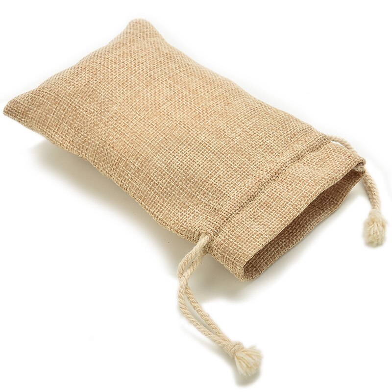 Mini sac de poche en toile de jute rustique sac à cravate à cordon faveur de fête de mariage