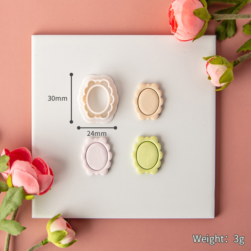 Lace Frame Polymer Clay Cutter Retro Texture Embossing Mold Polymer Clay Tools Polymer Clay DIY Earring Mold: army green
